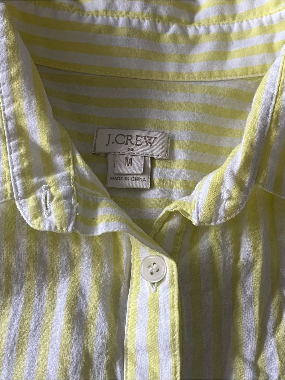J. Crew Yellow and White Striped Casual Button-Down Shirt. 100% Cotton.